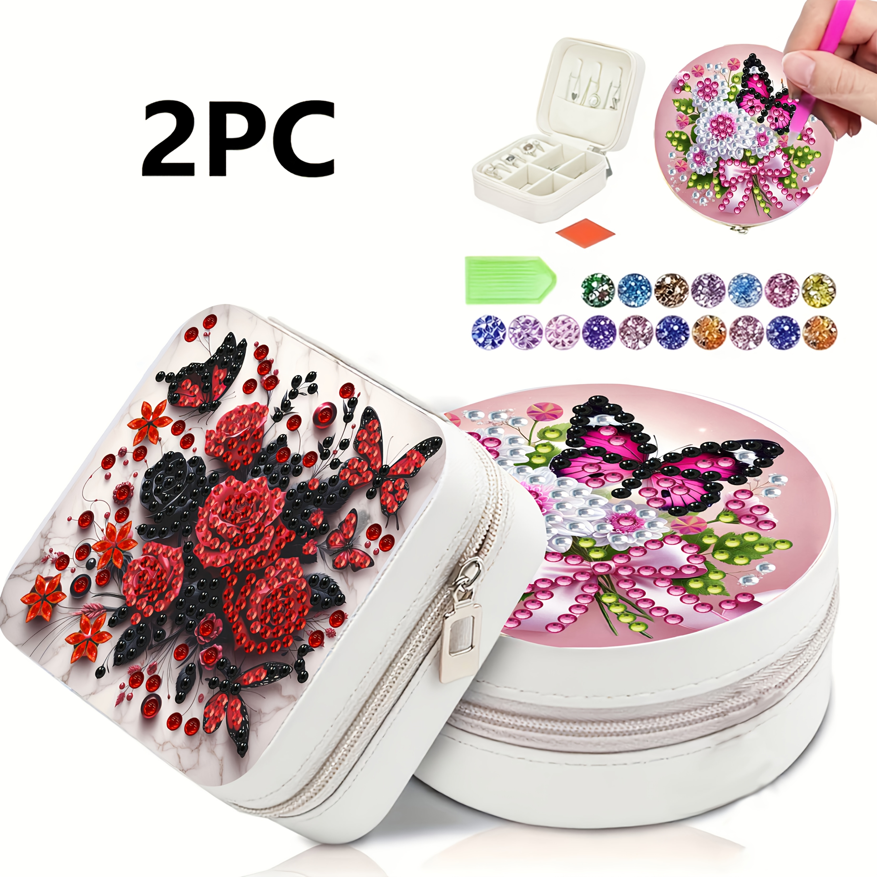 Diamond Painting Kit 2pcs Set with Butterfly Flower Design